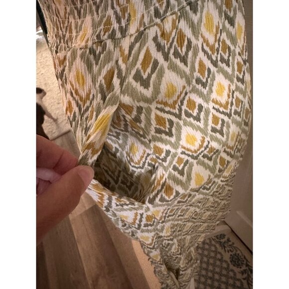 Market & Spruce Green and Yellow Smocked Geometric Dress Size S - Picture 4 of 8